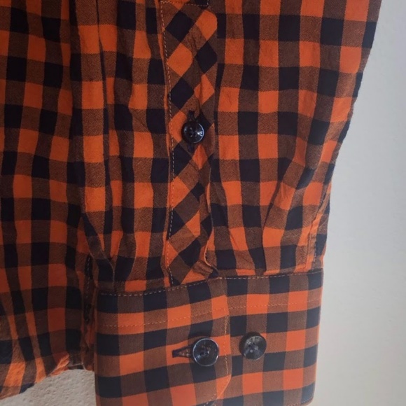 Large Men's Jared Lang Orange Blue Plaid Check - Picture 5 of 8
